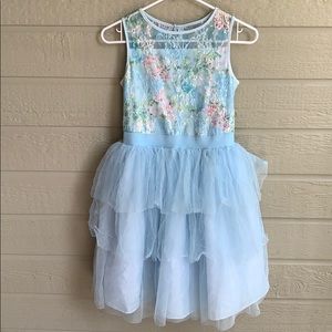 Light blue floral print tutu dress